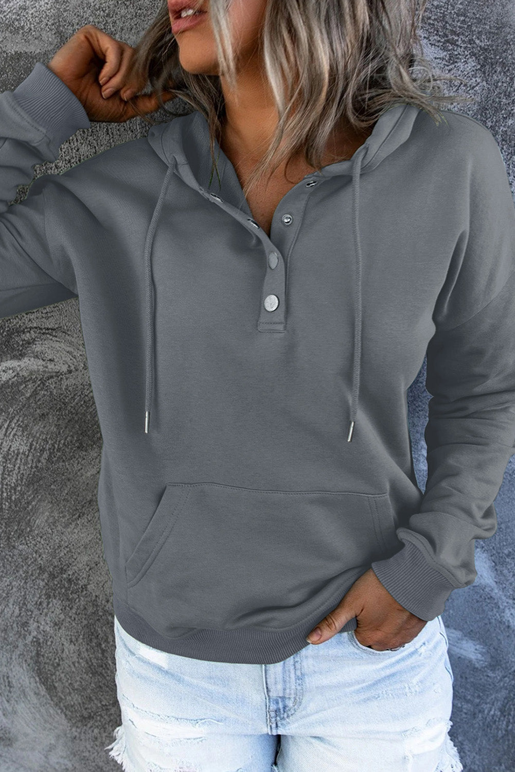 Amari | Warme Fleece Trui met Capuchon en Knopen