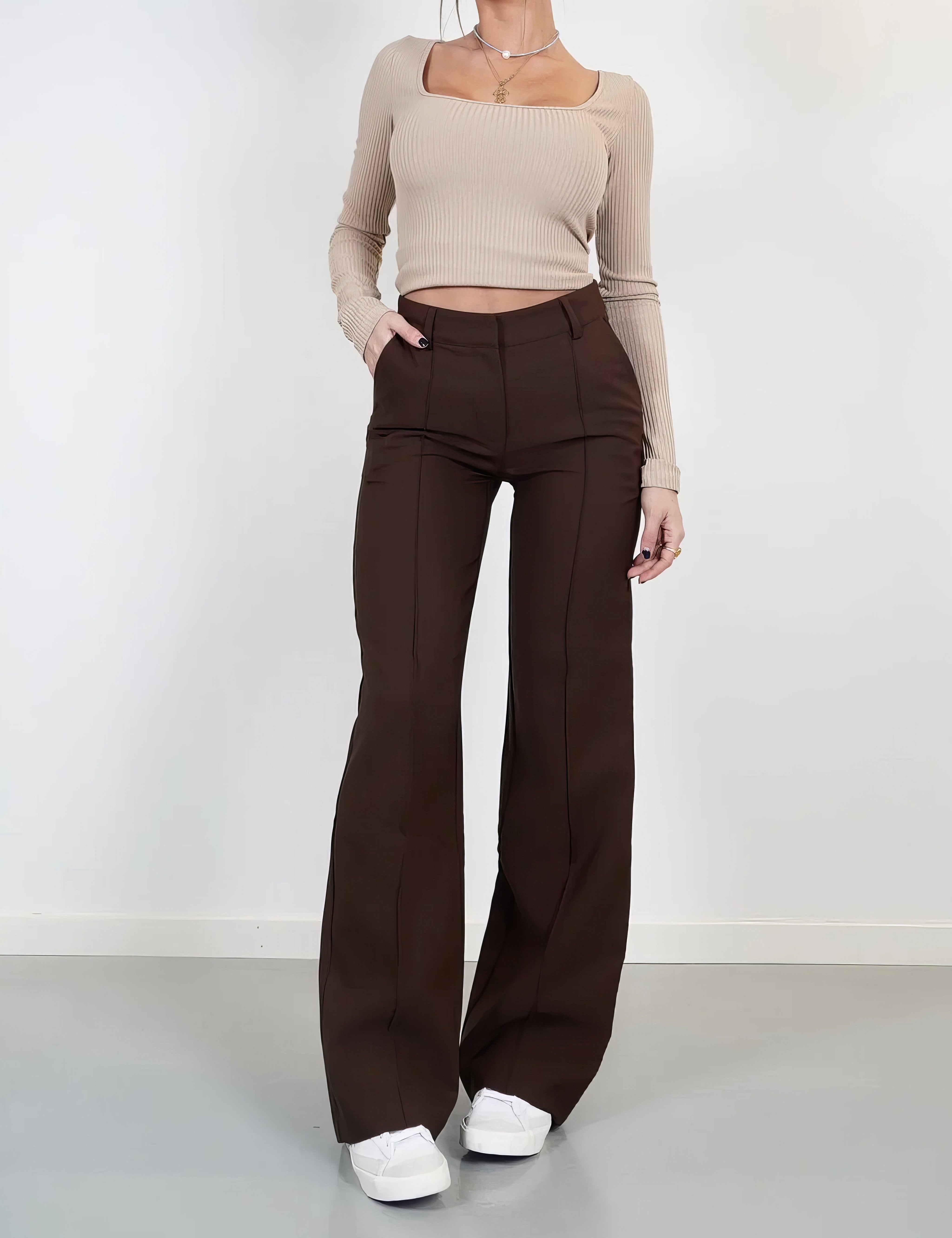 Mia | Wijde Broek Met Hoge Taille Voor Dames