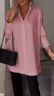 Mona | Elegante Lange Blouse met Revers voor Dames
