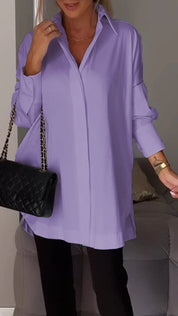 Mona | Elegante Lange Blouse met Revers voor Dames