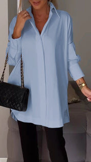Mona | Elegante Lange Blouse met Revers voor Dames