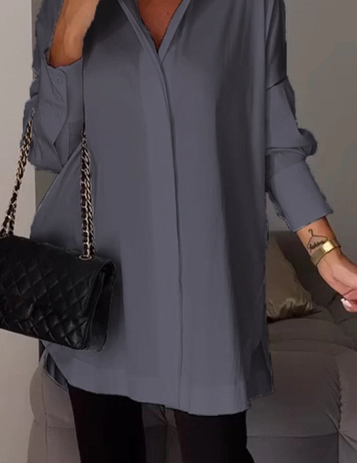 Mona | Elegante Lange Blouse met Revers voor Dames
