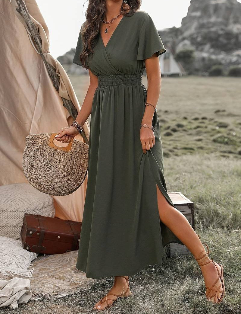 HEATHER | Elegante V-hals Lange Boho Jurk