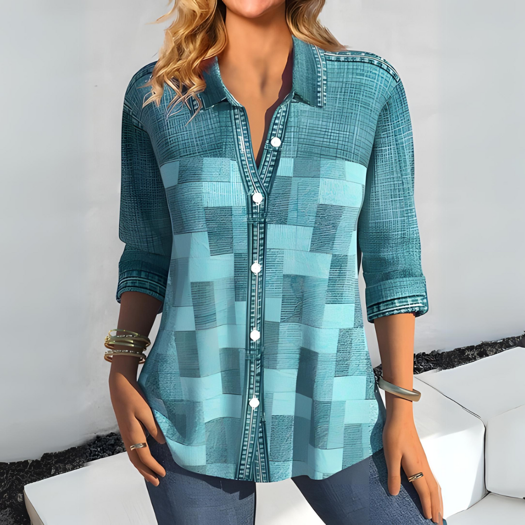 Jasmine | Modieuze Geruite Damesblouse met Knopen