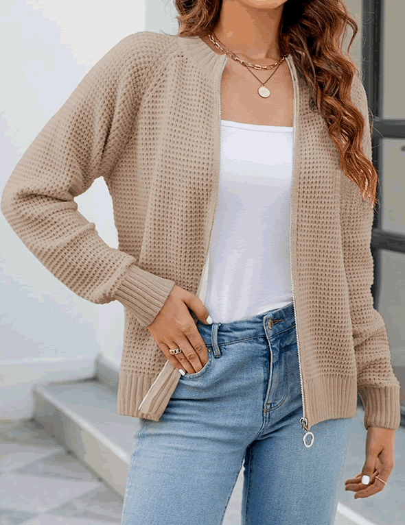 Britany | Comfortabel Gebreid Vest met Rits