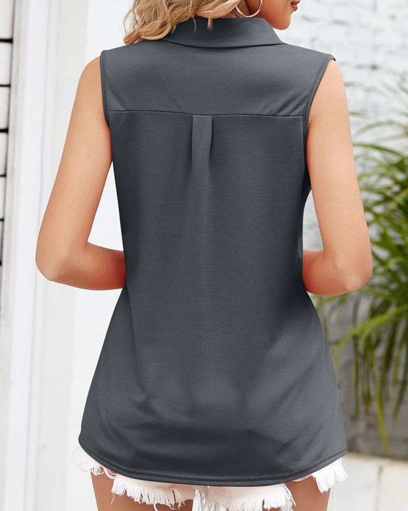 Carrie | Lichtgewicht Mouwloze Blouse voor Een Verzorgde Look