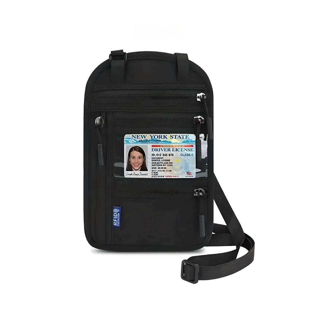 Elliot | RFID Blokkerende Reishoes voor Om de Nek met Multifunctionele Vakken