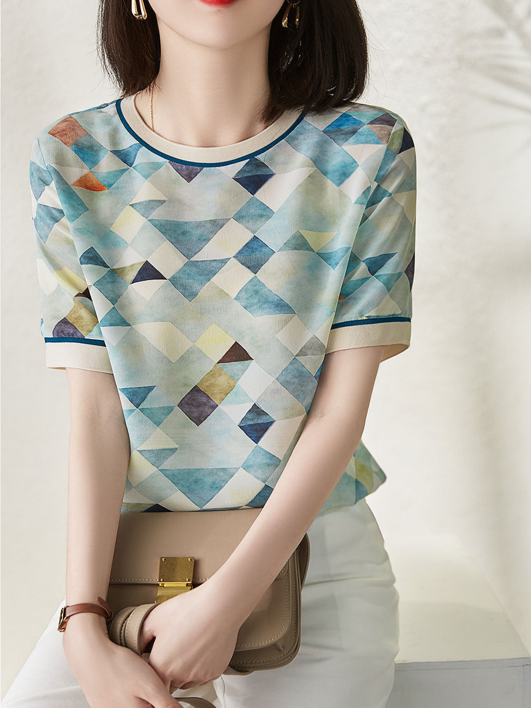 Louie | Stijlvol Contrast Shirt met Moderne Geometrische Print
