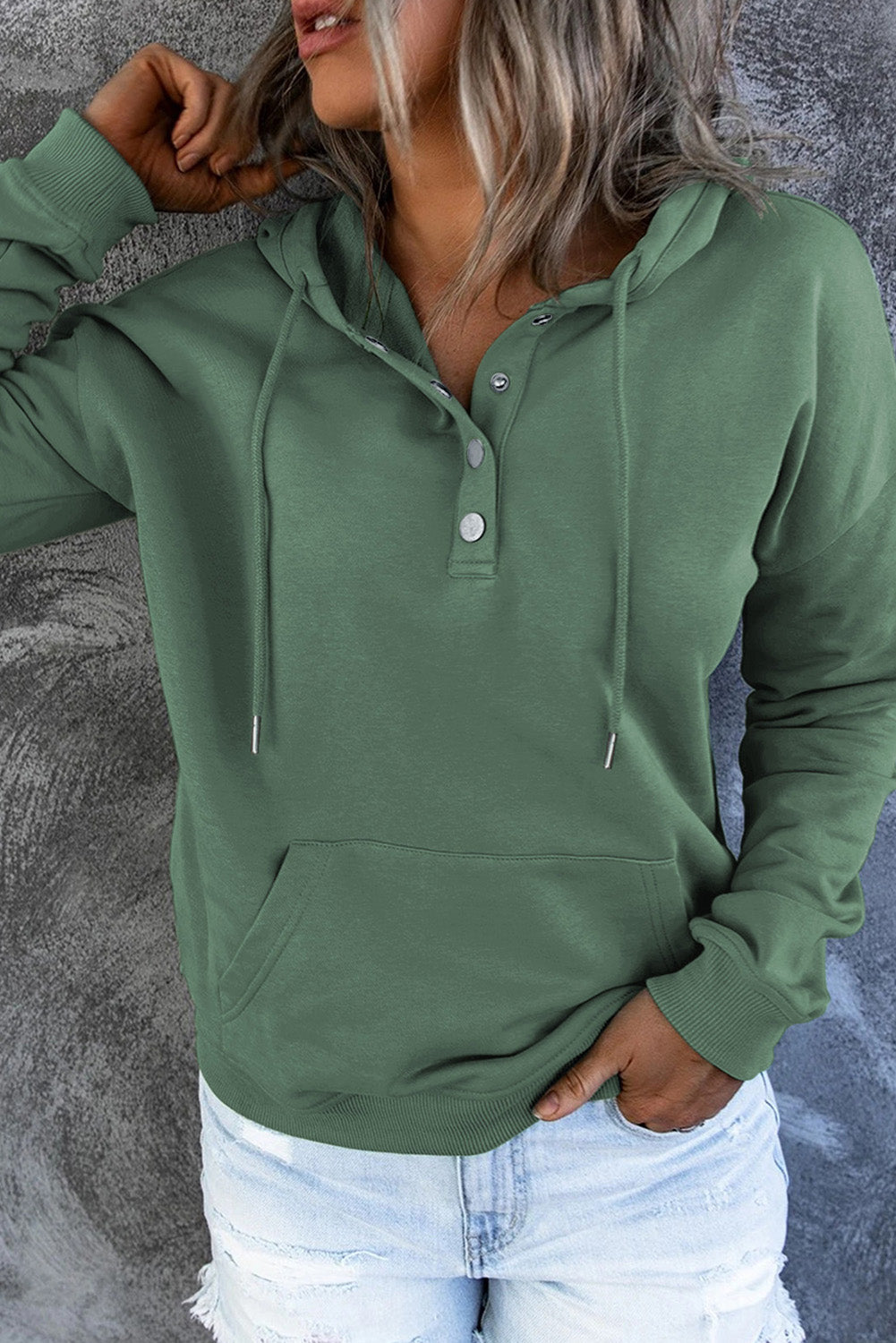 Amari | Warme Fleece Trui met Capuchon en Knopen