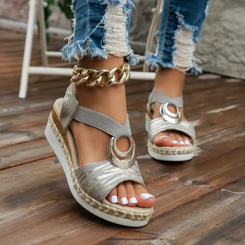 Elle | Stijlvol Espadrillesandalen met Gestruktureerde Bandjes