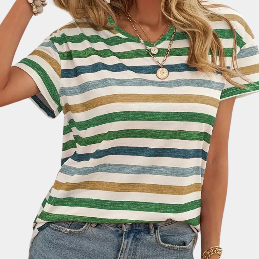 Talia | Casual T-shirt met Meerkleurige Strepen