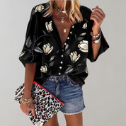 Fienna | Elegante Bloemenprint Blouse met Knopen voor Dames