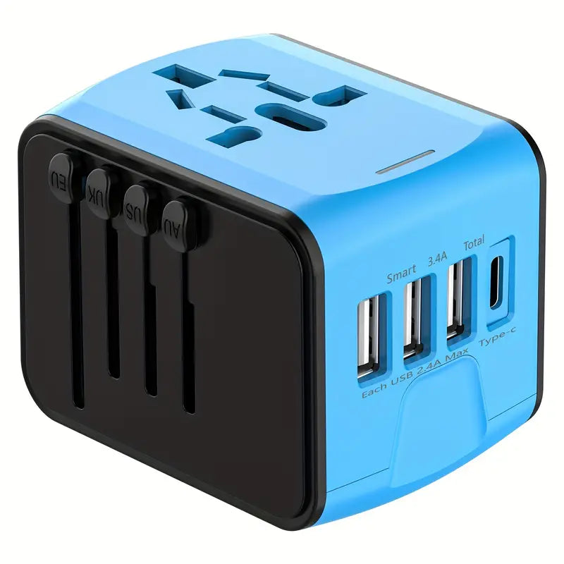LINA Universele Reisadapter | Compact Ontwerp met Snelladen en 4 USB-Poorten