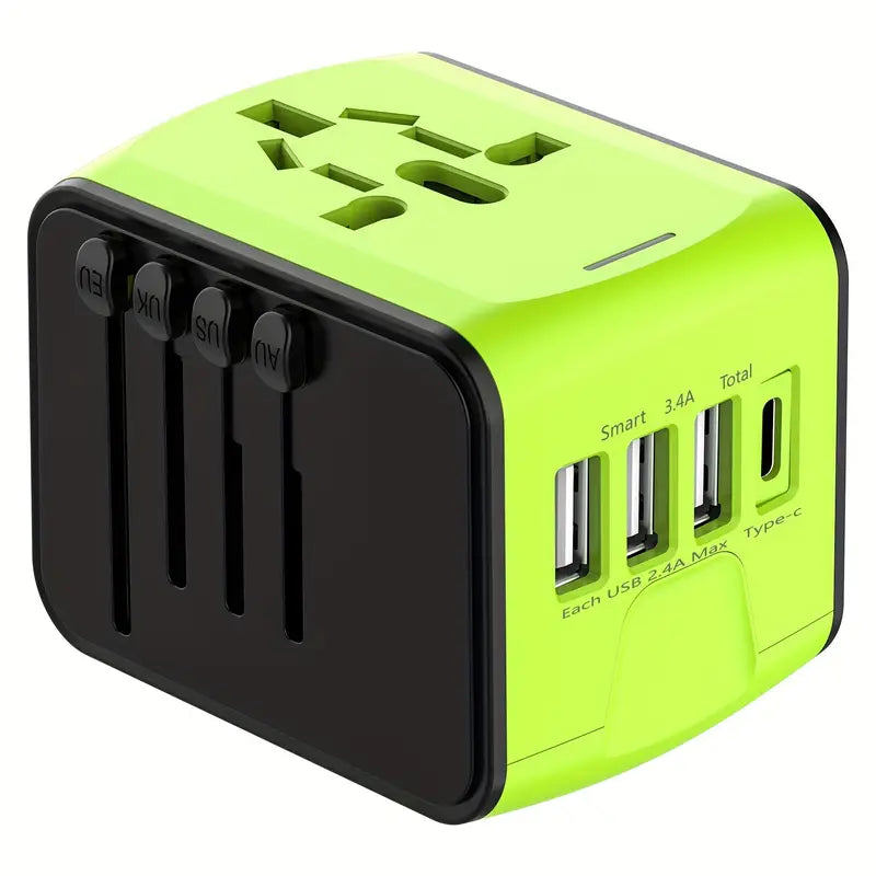 LINA Universele Reisadapter | Compact Ontwerp met Snelladen en 4 USB-Poorten