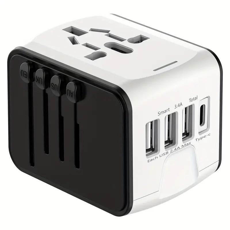 LINA Universele Reisadapter | Compact Ontwerp met Snelladen en 4 USB-Poorten