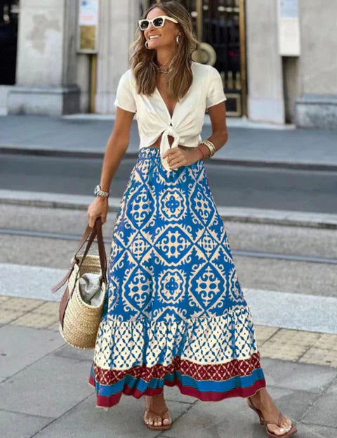 IZZY | Lange Zomerrok in Retro Boho Stijl