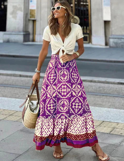 IZZY | Lange Zomerrok in Retro Boho Stijl
