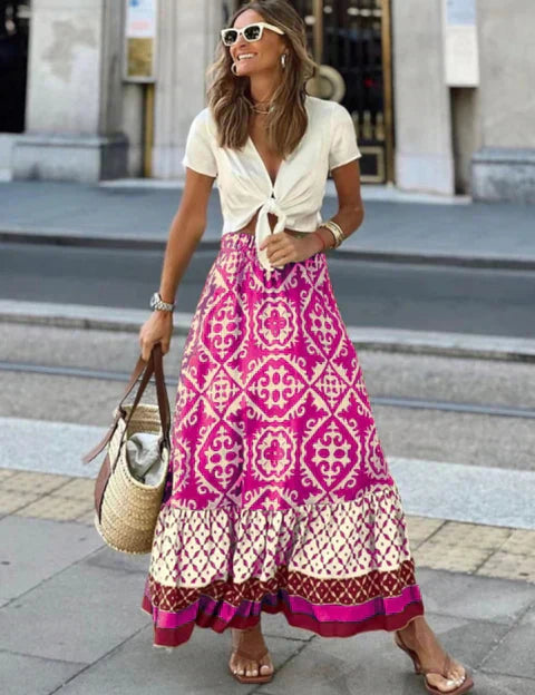 IZZY | Lange Zomerrok in Retro Boho Stijl