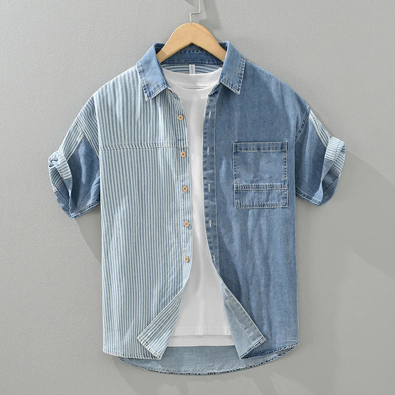 Katoenen-Casual-Denim-Shirts-Voor-Mannen-Mode-Gestreept-Patchwork-Shirt-Met-Korte-Mouwen-Man-Los-Groot.webp