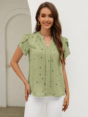 Brigitte | Charmante Blouse met Hartjesprint en V-Hals