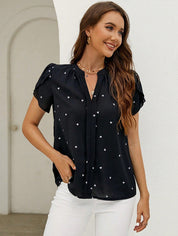 Brigitte | Charmante Blouse met Hartjesprint en V-Hals