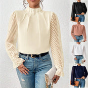 Izabelle | Elegante Coltrui Blouse met Transparante Mouwen voor Dames