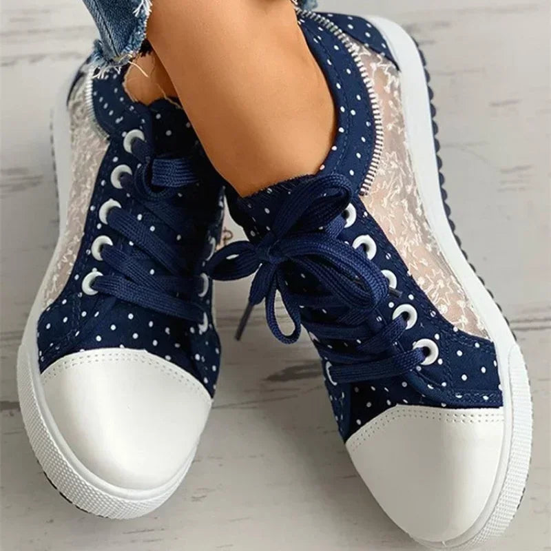 Nova | Trendy Blauwe Vetersneakers van Canvas voor Comfortabel Dagelijks