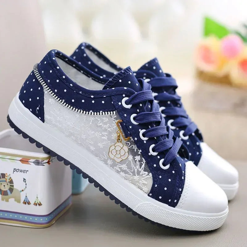 Nova | Trendy Blauwe Vetersneakers van Canvas voor Comfortabel Dagelijks