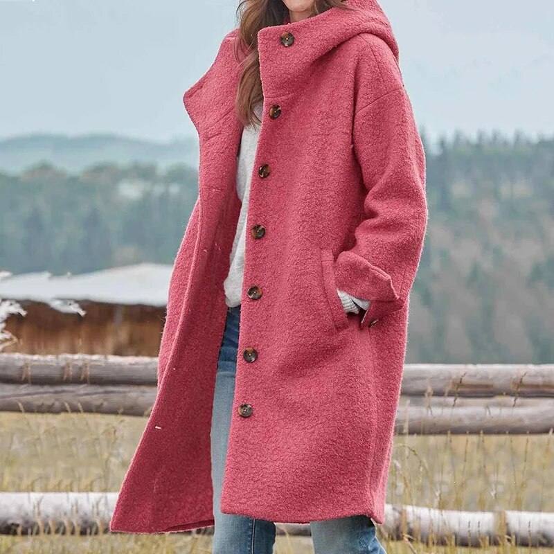 Alice | Lange Elegante Wolblend Herfstjas voor Dames