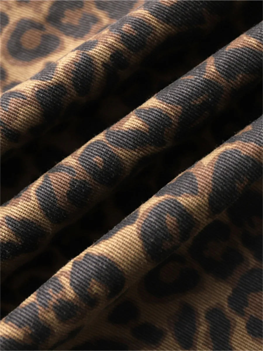 Dames Jeans met Luipaardprint en wijde pijpen