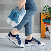 Nova | Trendy Blauwe Vetersneakers van Canvas voor Comfortabel Dagelijks