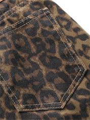 Dames Jeans met Luipaardprint en wijde pijpen