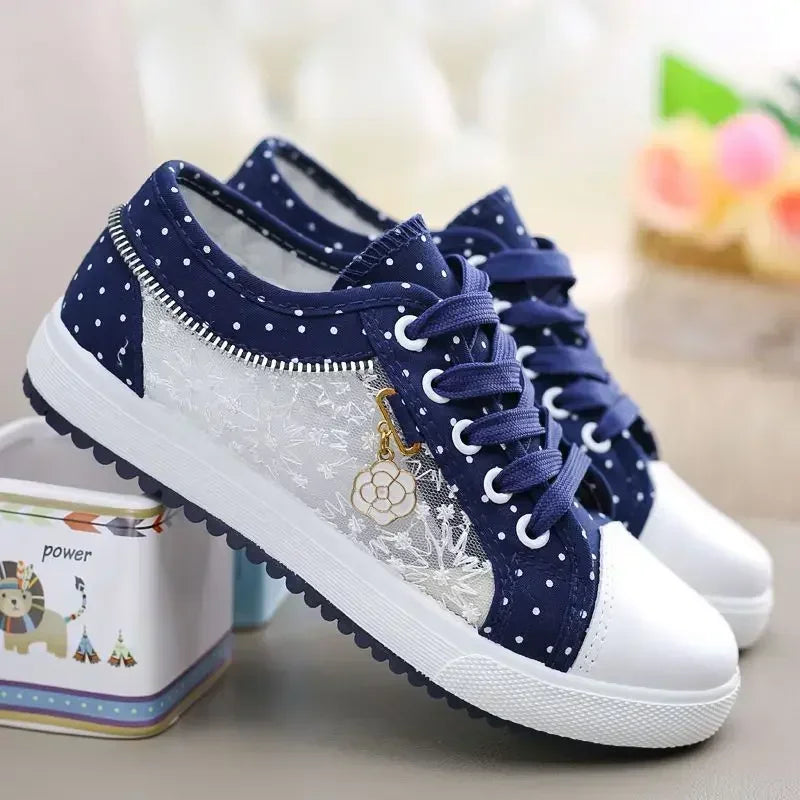 Nova | Trendy Blauwe Vetersneakers van Canvas voor Comfortabel Dagelijks