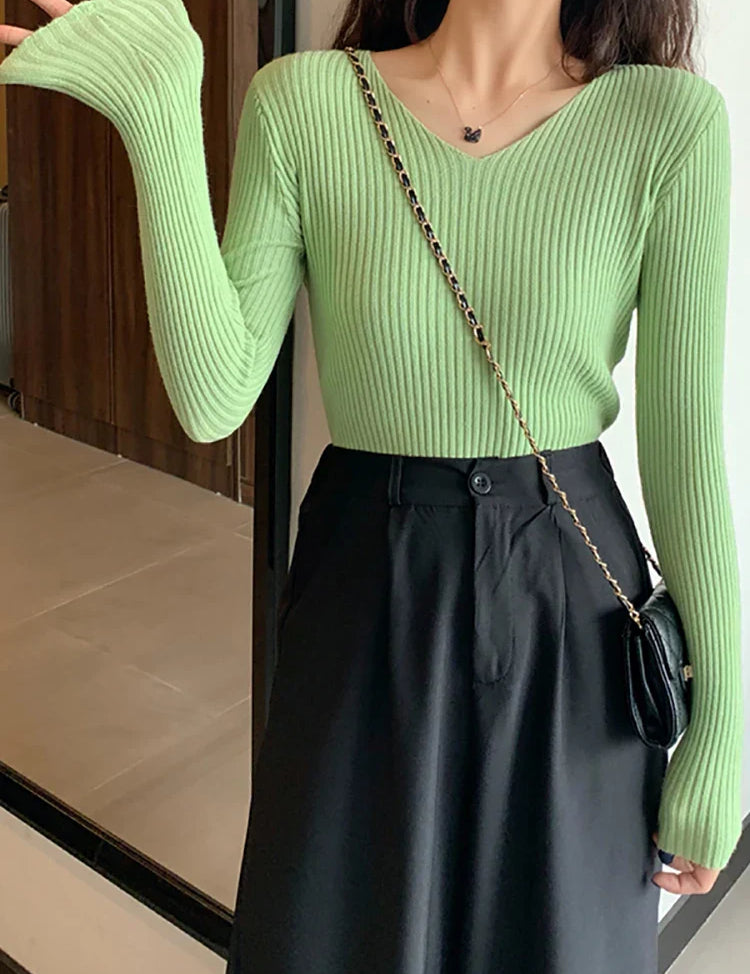 Sofia | Slim fit Gebreide Ribtrui