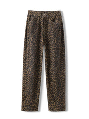 Dames Jeans met Luipaardprint en wijde pijpen