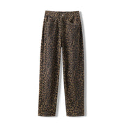Dames Jeans met Luipaardprint en wijde pijpen