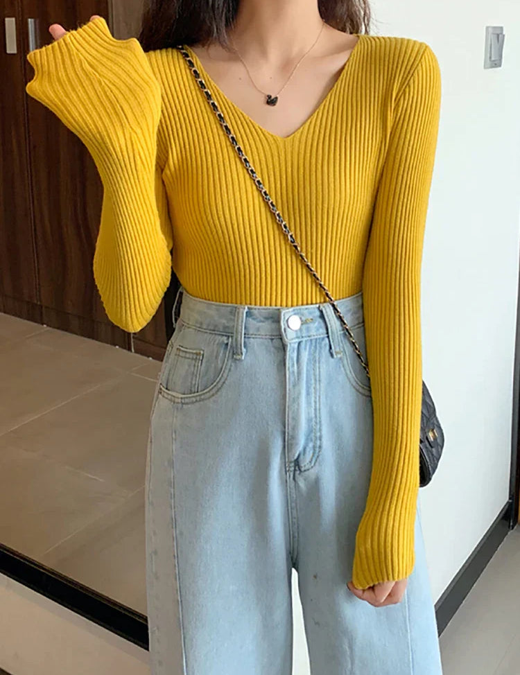 Sofia | Slim fit Gebreide Ribtrui