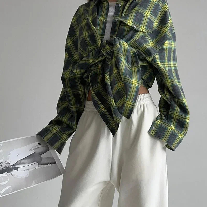 Maan | Oversized Geruit Dames Blouse