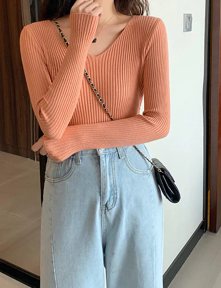 Sofia | Slim fit Gebreide Ribtrui