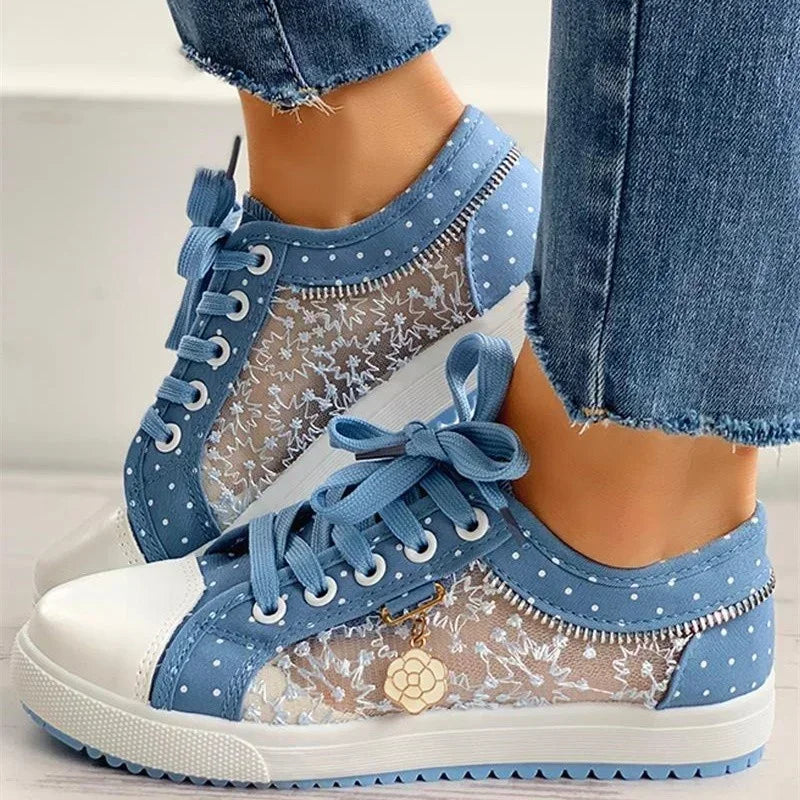 Nova | Trendy Blauwe Vetersneakers van Canvas voor Comfortabel Dagelijks