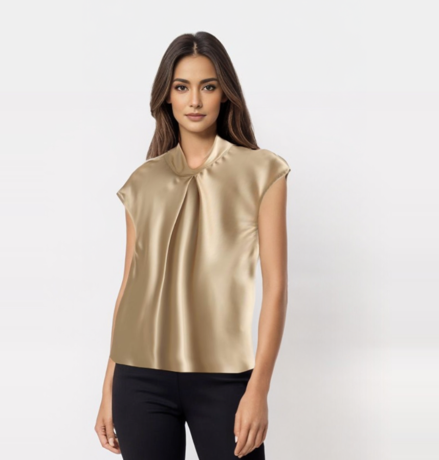 Ryza | Elegante Mouwloze Satijnen Blouse