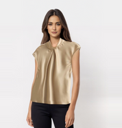 Ryza | Elegante Mouwloze Satijnen Blouse