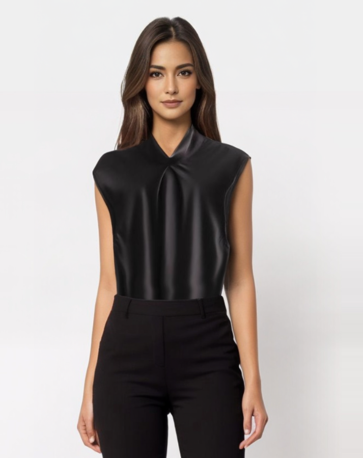Ryza | Elegante Mouwloze Satijnen Blouse