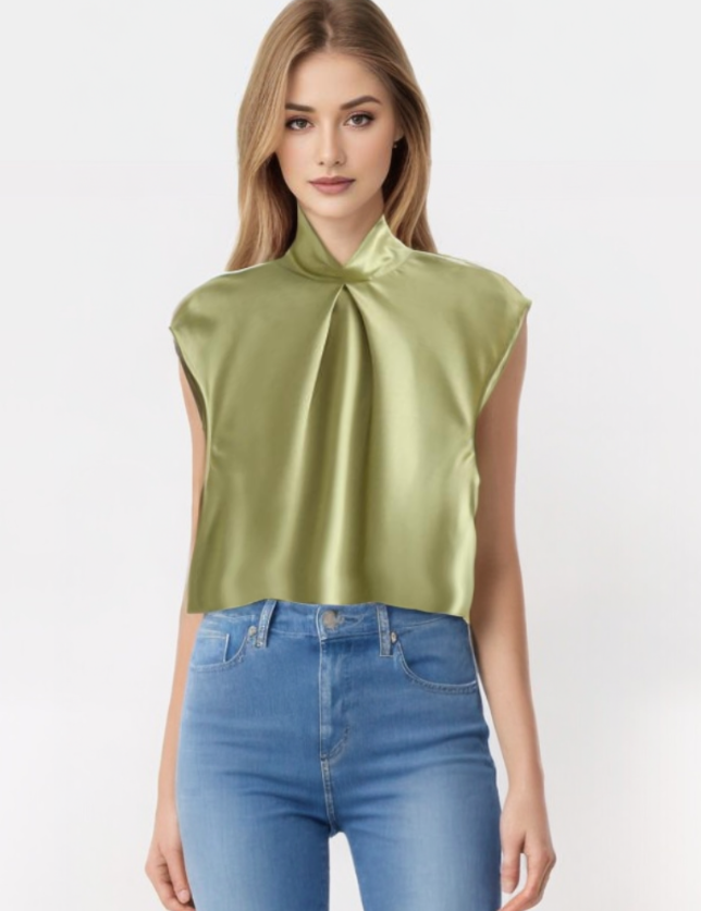 Ryza | Elegante Mouwloze Satijnen Blouse