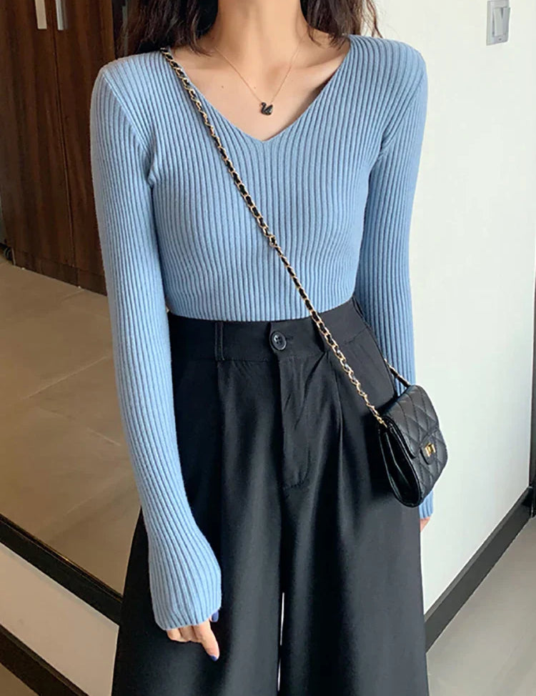 Sofia | Slim fit Gebreide Ribtrui