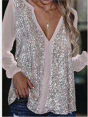 Vera | Losvallende Blouse met V-Hals en Pailletten voor Dames