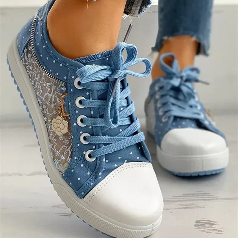 Nova | Trendy Blauwe Vetersneakers van Canvas voor Comfortabel Dagelijks