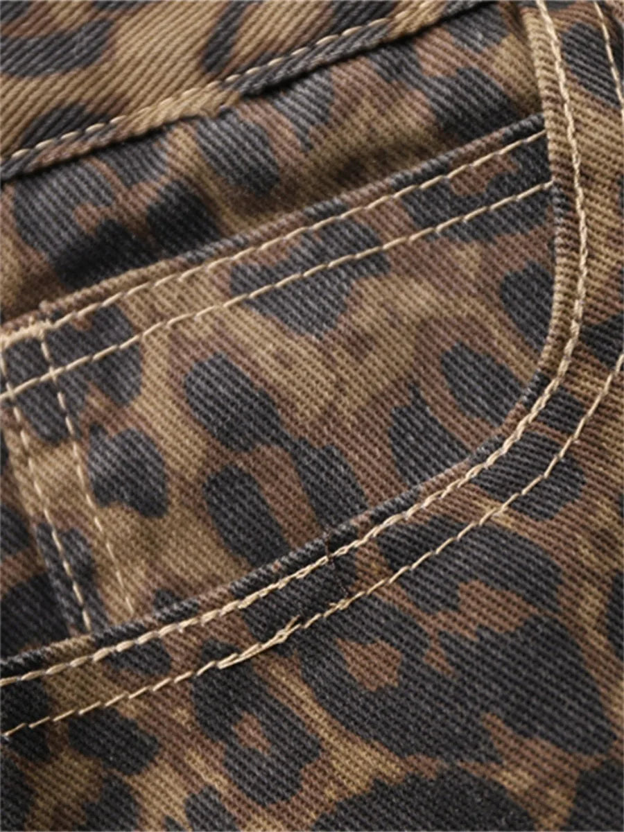 Dames Jeans met Luipaardprint en wijde pijpen