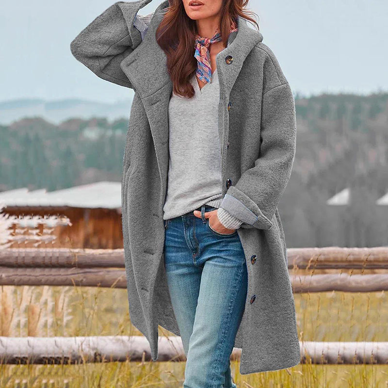 Alice | Lange Elegante Wolblend Herfstjas voor Dames