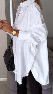 Mona | Elegante Lange Blouse met Revers voor Dames